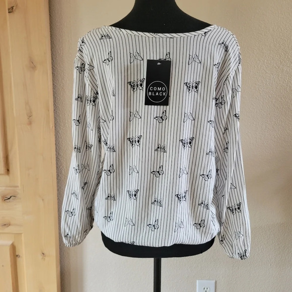 NWT COMO BLACK V NECK LONGSLEEVE Blouse - Picture 5 of 9